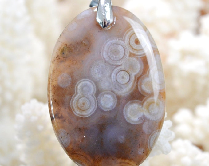 56 carat orbicular jasper - natural stone cabochon pendant - Madagascar // CG14