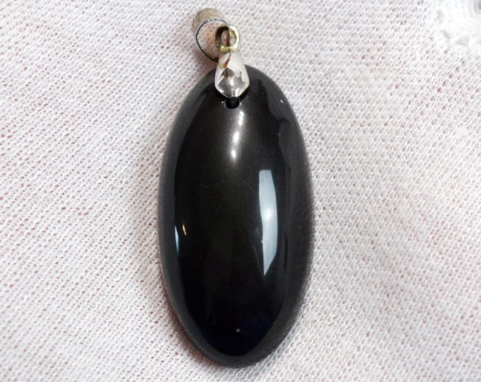 62-carat black obsidian - natural stone cabochon pendant - Mexico /GD16