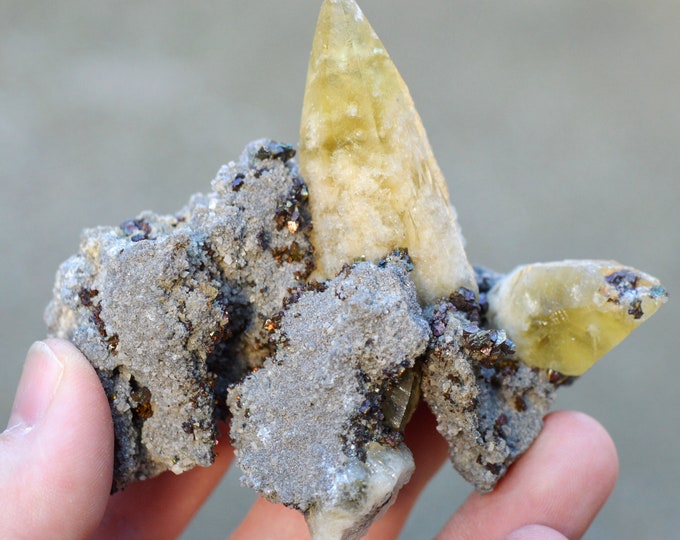 Calcite & Chalcopyrite 190 grams - Joplin Field, Tri-State District, Jasper Co., Missouri, USA
