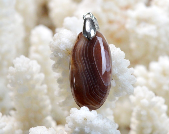 Agate 19 carats - pendentif cabochon pierre naturelle - Botswana / FG99