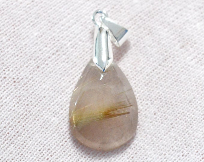 15 carat rutilated quartz - natural stone cabochon pendant - Brazil / FV49