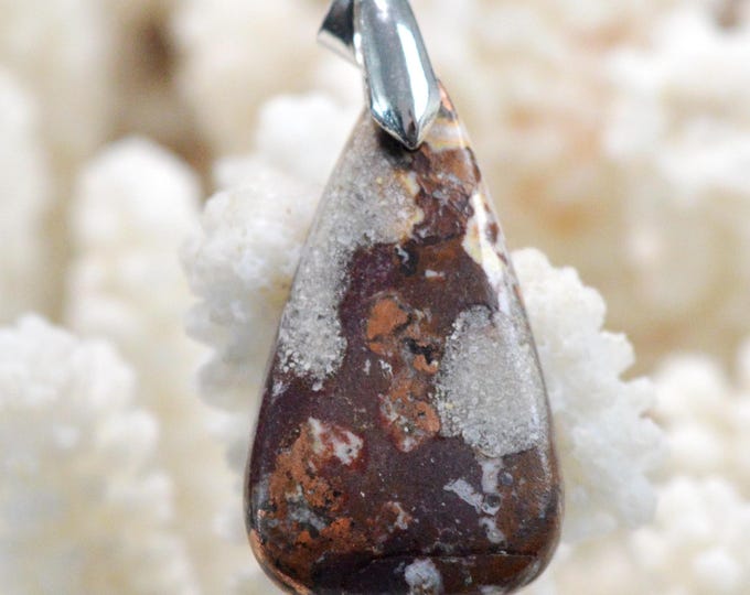 Native Copper & Dolomite 37 Carat - Natural Stone Cabochon Pendant - Michigan, USA / FU8