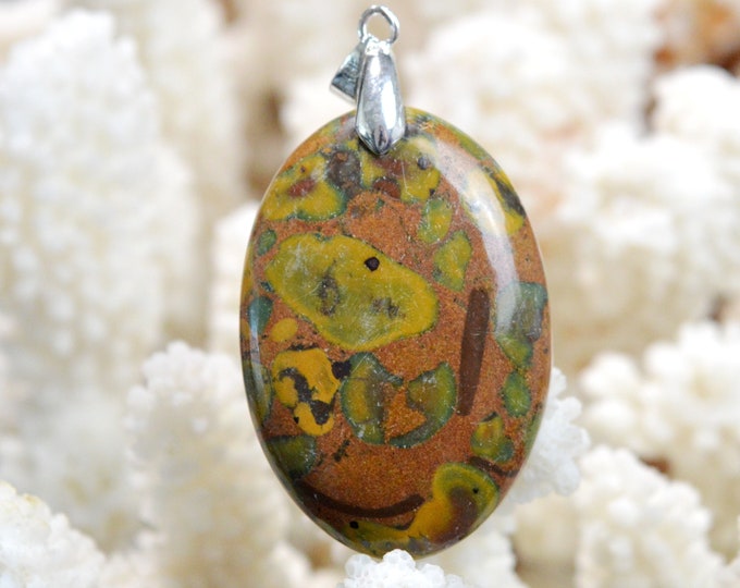 65 carat "Bamboo" Jasper - natural stone cabochon pendant - Indonesia // EA8