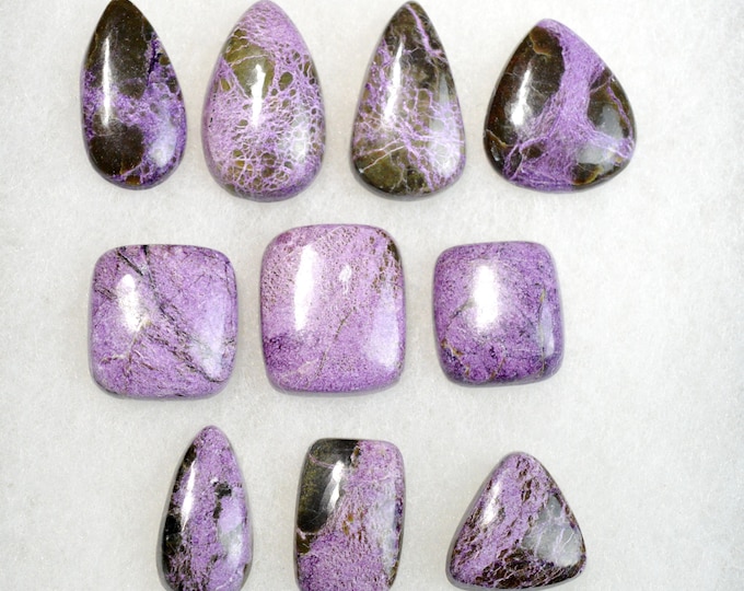 Lot x10 Stichtite & Serpentine 231 carats - natural stone cabochon - Tasmania, Australia // DX15