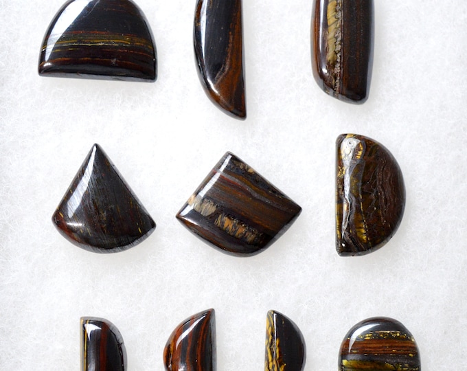 LOT x10 Iron Eye - 264 carats - natural stone cabochon // Ref BI46