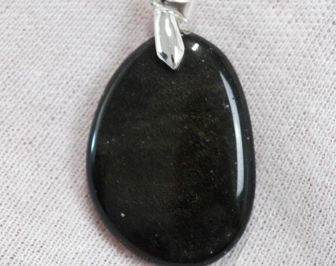 56 carat golden obsidian - natural stone cabochon pendant - Mexico /FU39