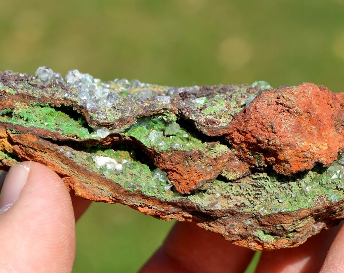Conichalcite & Limonite calcite 122 grams - Ojuela Mine, Mapimí, Mapimí Municipality, Durango, Mexico