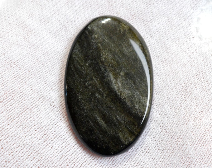 52 carat golden obsidian - natural stone cabochon - Mexico / EQ37