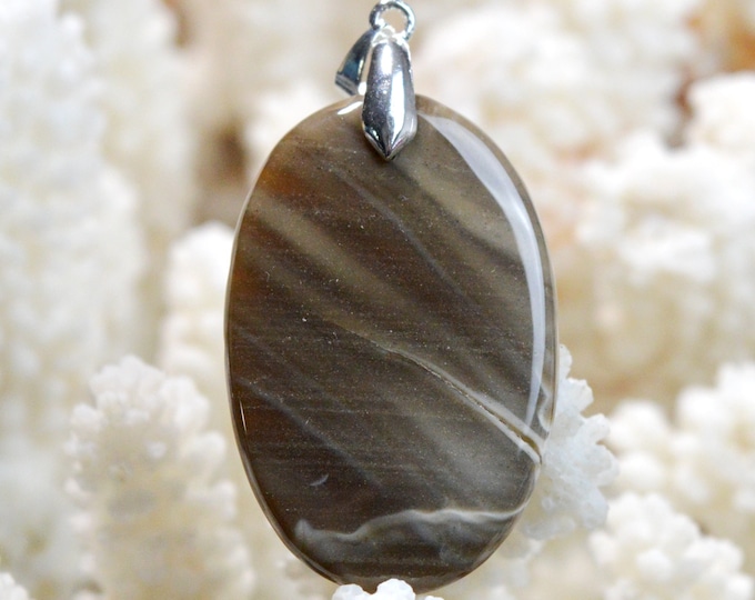 Flint (flint) 37 carats - natural stone cabochon pendant - Poland / EW15
