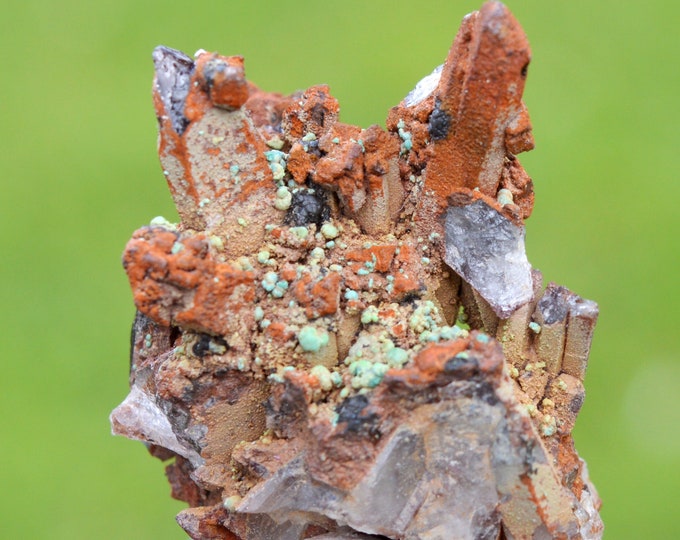 Malachite & Limonite Quartz 22 grams - M'Ssici, Alnif County, Tinghir Province, Drâa-Tafilalet Region, Morocco