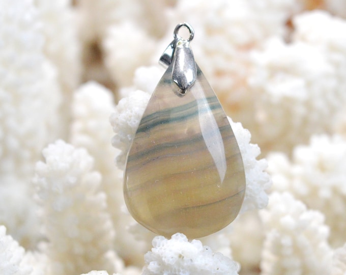 Fluorite 38 carats - pendentif cabochon pierre naturelle - Afghanistan / EO4