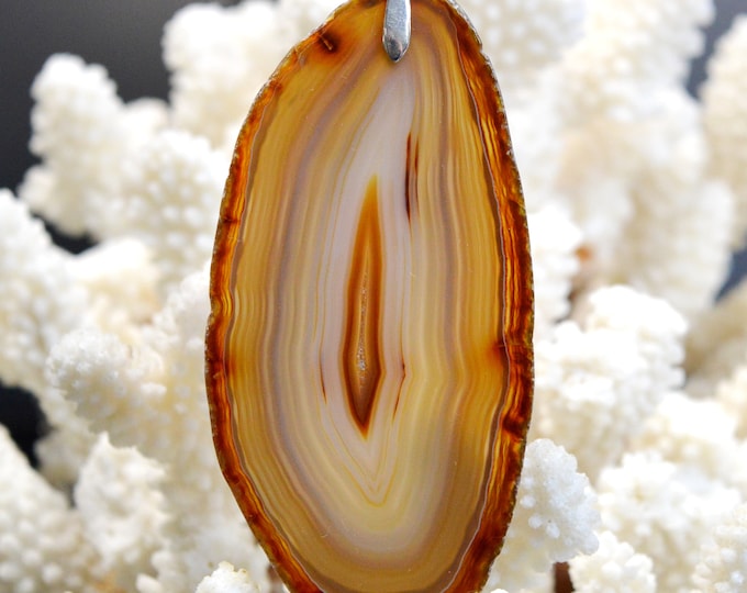Agate 179 carats - pendentif tranche pierre naturelle - Brésil / EV97