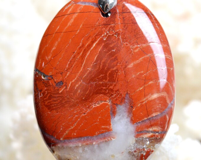 94 carat Red Snake Skin Jasper - natural stone cabochon pendant - Australia // Ref AS55