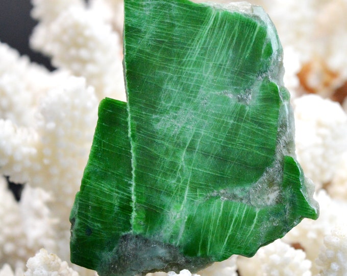 Slice - Jade Omphacite var. omphacite chrome 49 grams - Pellice Valley, Metropolitan City of Turin, Piedmont, Italy