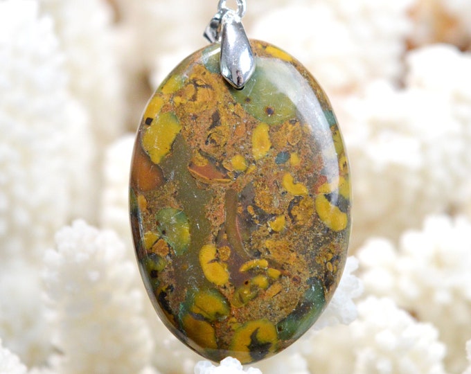 70 carat "Bamboo" Jasper - natural stone cabochon pendant - Indonesia // DI88