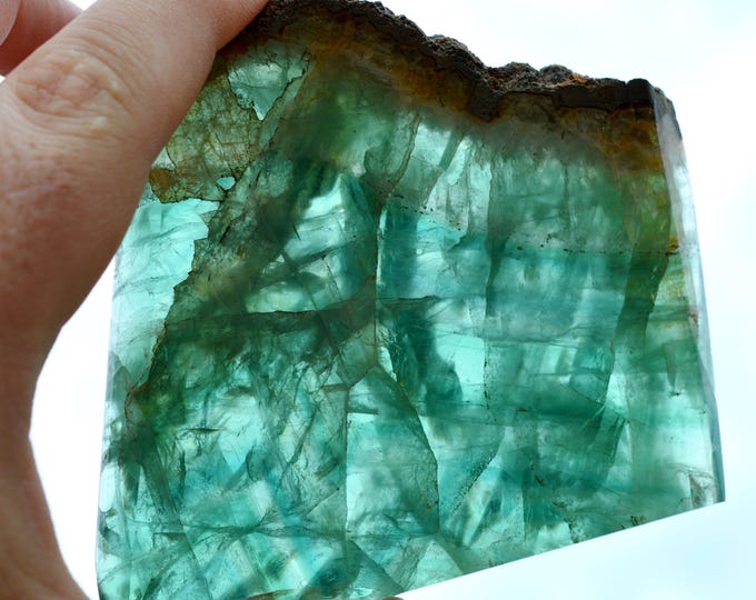 Fluorite & Pyrite slice 242 grams - Hunan, China