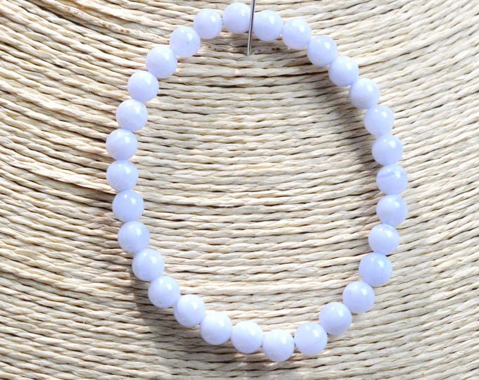 Bracelet - Blue chalcedony - 6 mm beads - Brazil