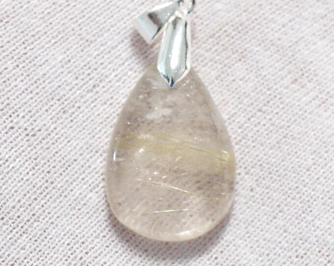 25 carat rutilated quartz - natural stone cabochon pendant - Brazil / FV45