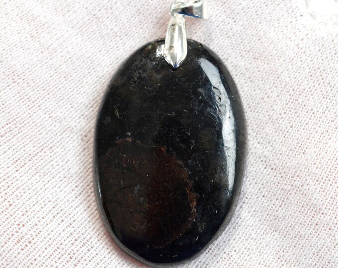 Grenat Spessartine & Tourmaline Schorl 100 carats - pendentif cabochon pierre naaturelle - Pakistan / ER24