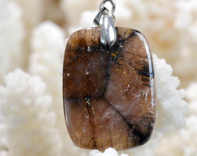 Chiastolite 30 carats - natural stone cabochon pendant - USA / GB79