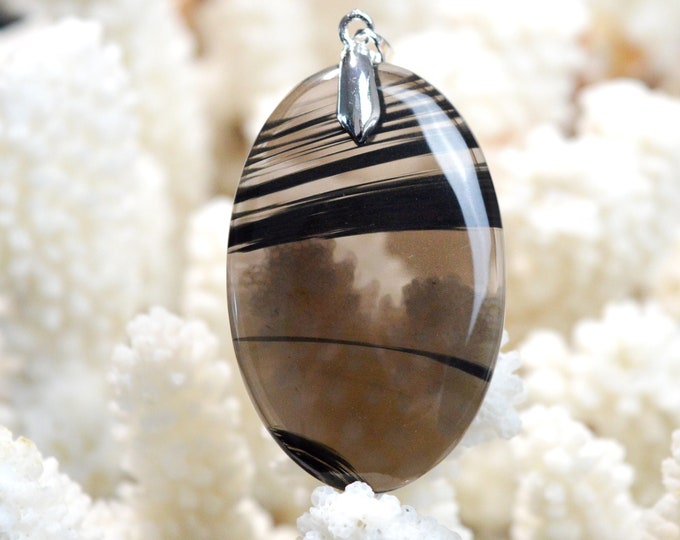 Midnight Obsidian 57 carats - natural stone cabochon pendant - USA / EL15
