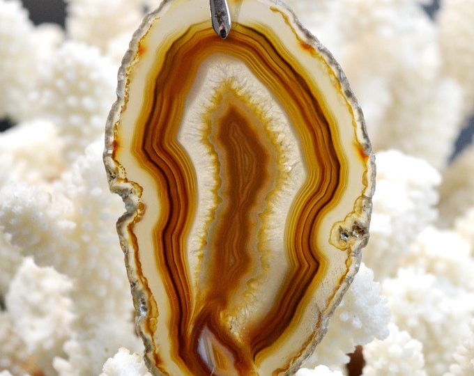 Agate 184 carats - pendentif tranche pierre naturelle - Brésil / EW6