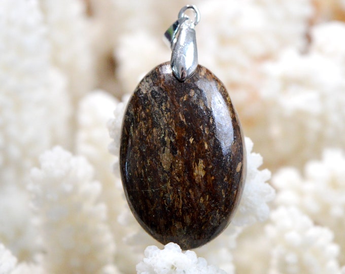 54 carat Bronzite - natural stone cabochon pendant - USA // DR37