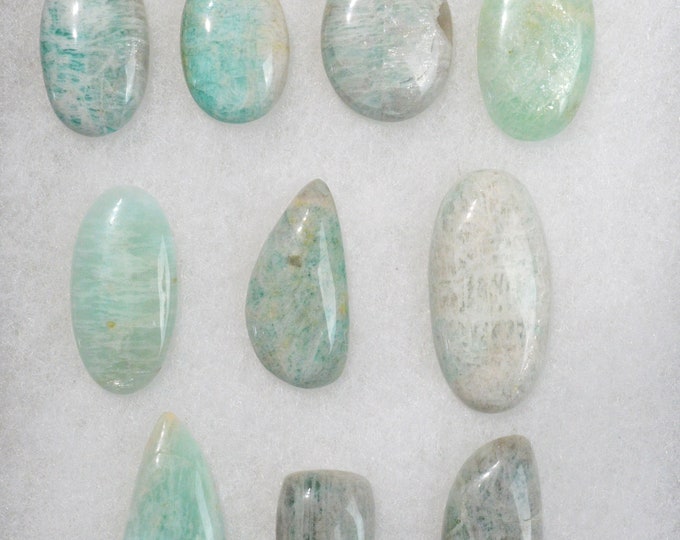 Lot of 10 Amazonite - 276 carats - natural stone cabochon - Brazil // BW99