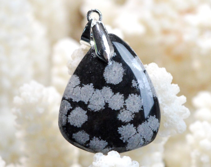 27 Carat Snowflake Obsidian - Natural Stone Cabochon Pendant - USA / EK36