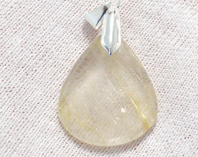 23 carat rutilated quartz - natural stone cabochon pendant - Brazil / FV40