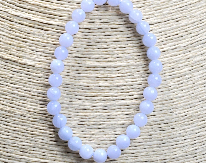 Bracelet - Blue Lace Agate - 6 mm beads - Mozambique