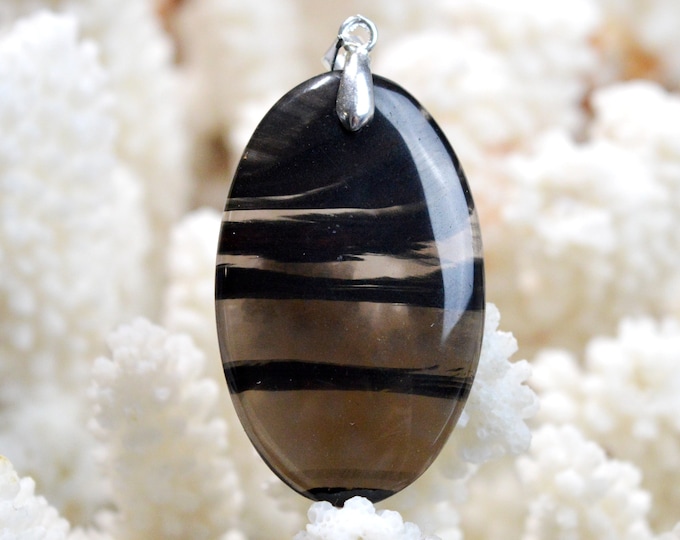 Midnight Obsidian 43 carats - natural stone cabochon pendant - USA / FB85