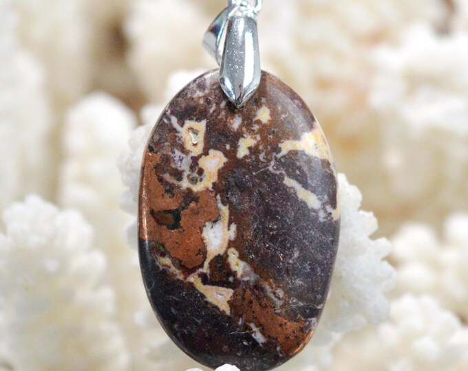 Native Copper & Dolomite 40 Carat - Natural Stone Cabochon Pendant - Michigan, USA / FT92