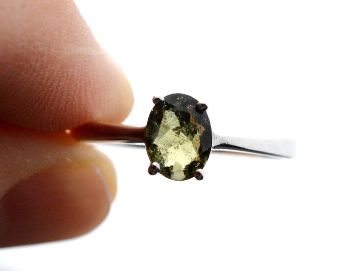 Moldavite - US10 / UE62 - Bague pierre naturelle - République Tchèque - Argent 925