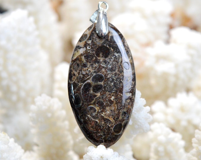 Turitella agate 44 carats - natural stone cabochon pendant - USA / EP48