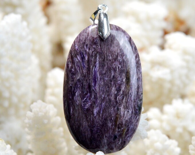 Charoite 70 carats - pendentif cabochon pierre naturelle - Russie / EX63
