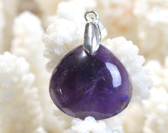 Améthyste 26 carats - pendentif cabochon pierre naturelle - Uruguay / FX3