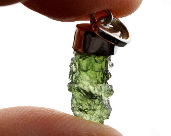 Moldavite - 10 carats - pendentif pierre naturelle - République Tchèque - Argent 925