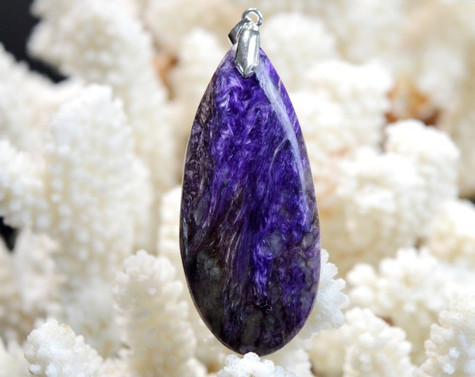 Charoite 83 carats - pendentif cabochon pierre naturelle - Russie / ED62