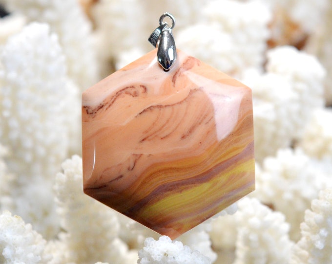 Dolomite "Wave" 110 carats - natural stone cabochon pendant - Mexico / FC72