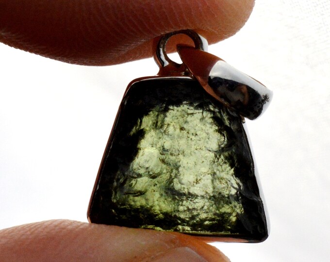 Moldavite - 13 carats - pendentif pierre naturelle - République Tchèque - Argent 925