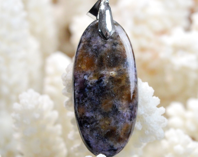 Charoite 34 carats - pendentif cabochon pierre naturelle - Russie // DF23