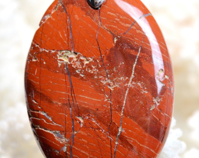 92 carat Red Snake Skin Jasper - natural stone cabochon pendant - Australia // Ref AS61