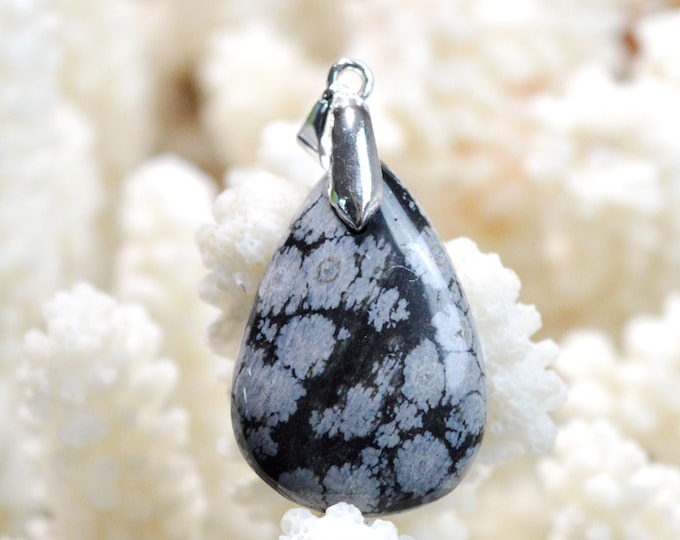 25 Carat Snowflake Obsidian - Natural Stone Cabochon Pendant - USA / EK47