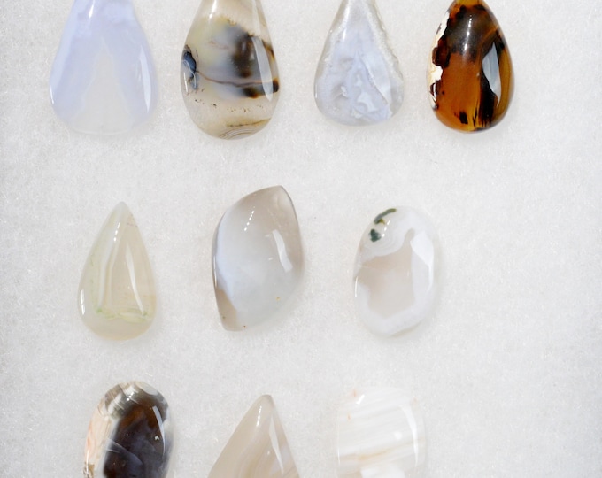 Lot x10 Agate 216 carats - natural stone cabochon // Ref BY47