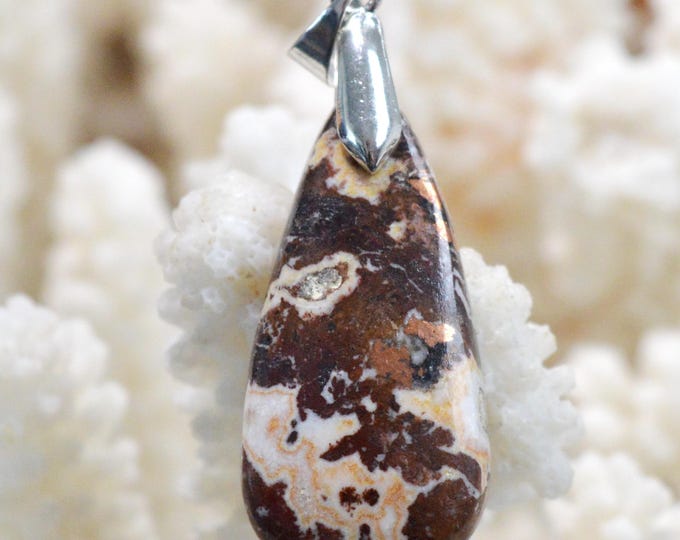 Native Copper & 26 Carat Dolomite - Natural Gemstone Cabochon Pendant - Michigan, USA / FU9