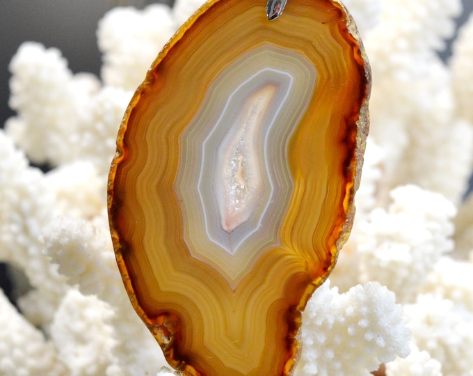 Agate 211 carats - pendentif tranche pierre naturelle - Brésil / EV98