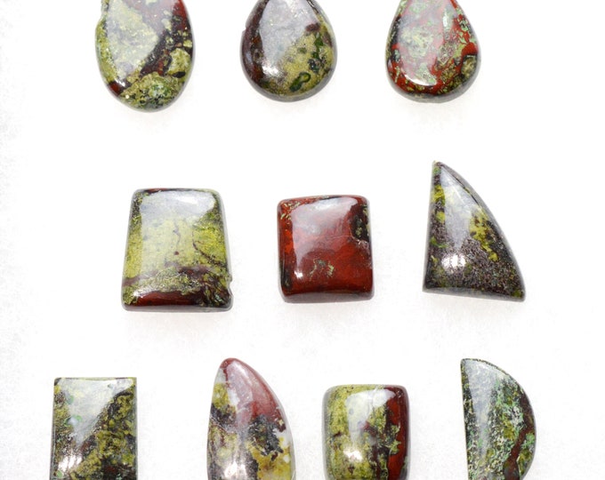 Lot x10 Jasper "Dragon Blood" 157 carats - natural stone cabochon - Australia // BJ17