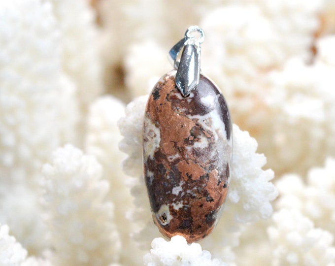 Native Copper & Dolomite 47 carats - natural stone cabochon pendant - Michigan, USA / EJ19