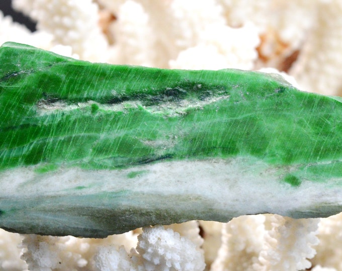 Slice - Jade Omphacite var. omphacite chrome 95 grams - Pellice Valley, Metropolitan City of Turin, Piedmont, Italy